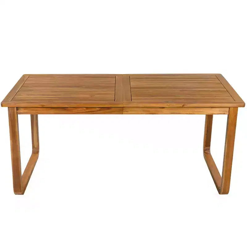 Polibi 7-teiliges Esszimmerset aus Akazienholz für die Terrasse mit formschönen Armlehnenstühlen mit Schlaufen