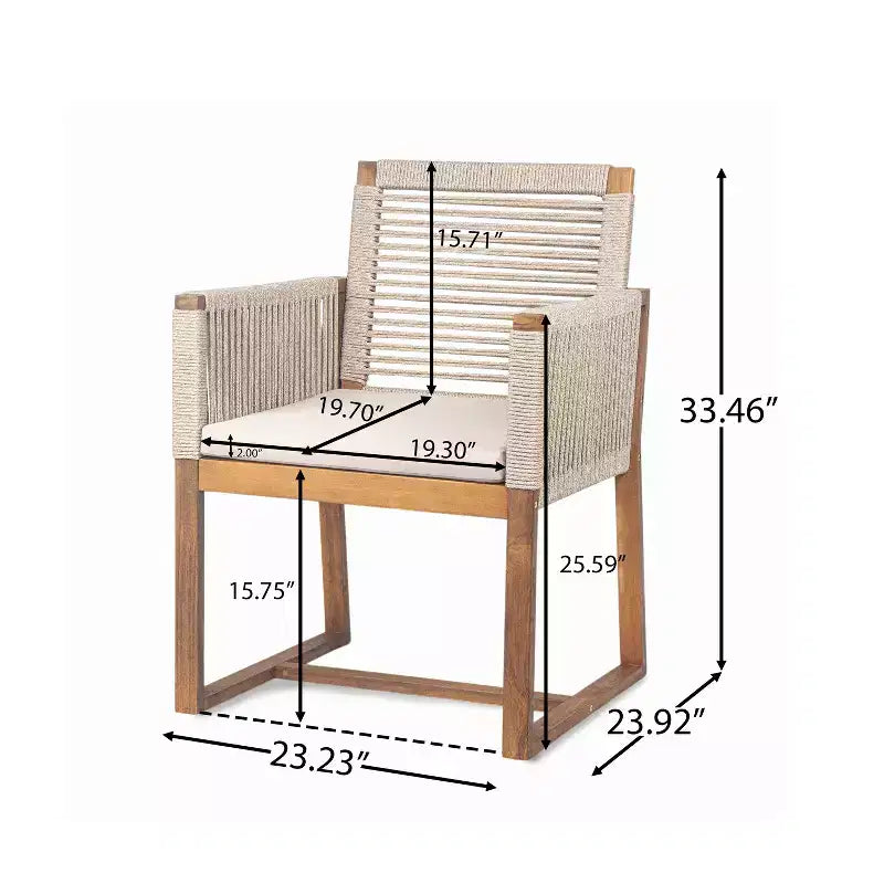 Juego de comedor de patio moderno de acacia de 7 piezas Christopher Knight Home Thrinot, con mesa de listones y diseño de cuerda