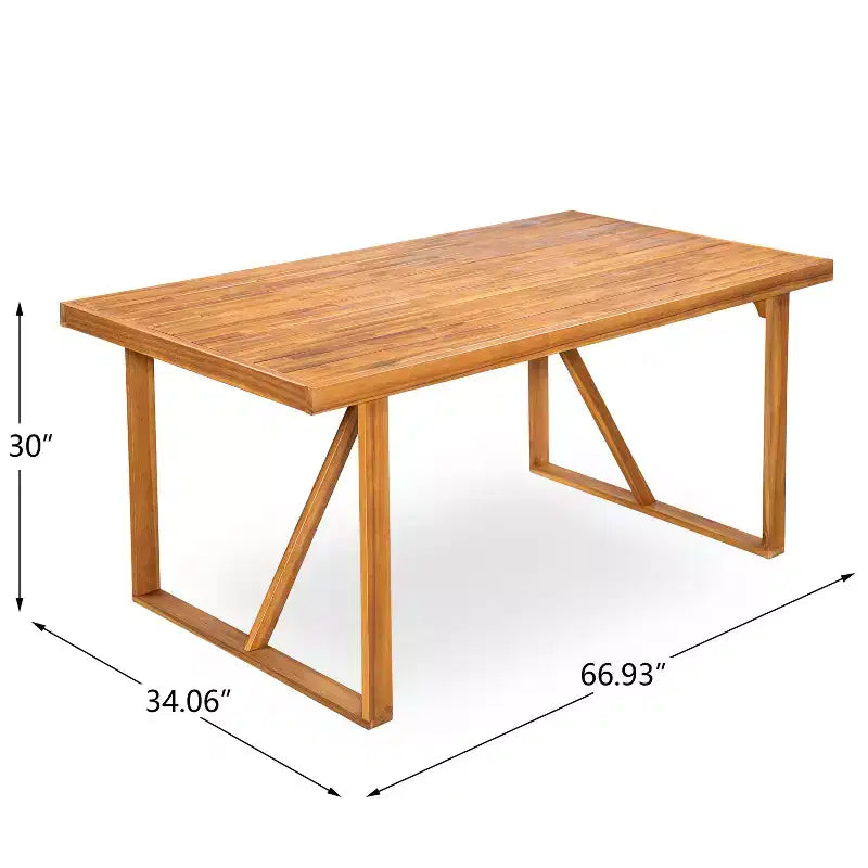Juego de comedor de patio moderno de acacia de 7 piezas Christopher Knight Home Thrinot, con mesa de listones y diseño de cuerda