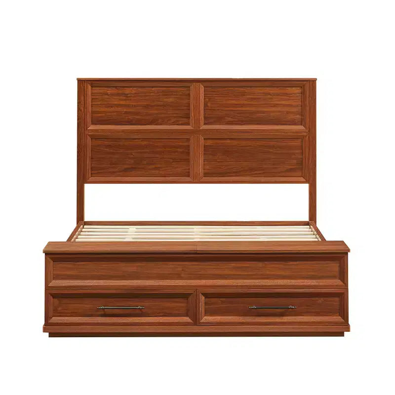 Queen/King Platform Bed Frame with Drawers, Storage Bench and 3D Geometric Headboard