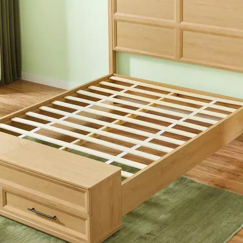 Queen/King Platform Bed Frame with Drawers, Storage Bench and 3D Geometric Headboard