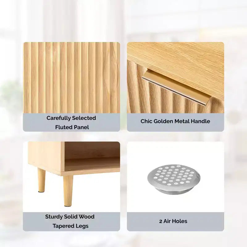 31.6" Slatted Shoe Cabinet with 2 Doors, 1 Shelf and Conical Legs