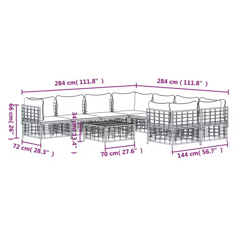 vidaXL Garden Lounge Set Set Anthracite