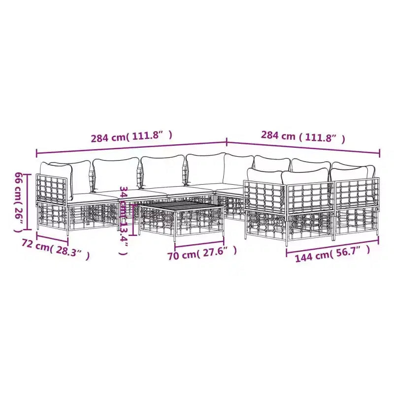 vidaXL Garden Lounge Set Set Anthracite