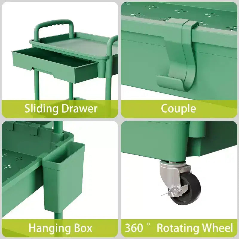 5 Tier Rolling Utility Cart with Drawer, Plastic Storage Organizer with Lockable Wheels