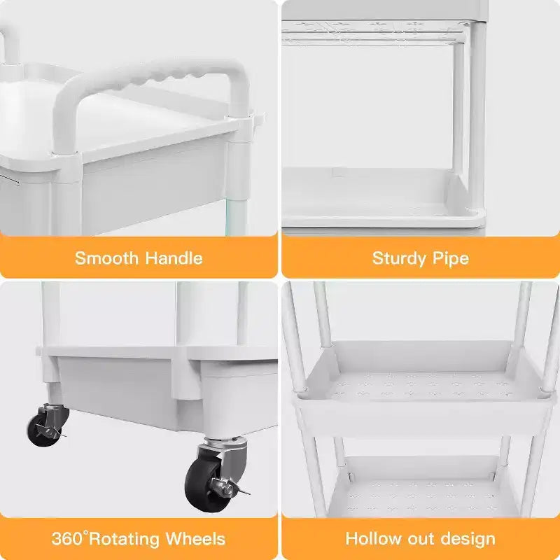 5 Tier Rolling Utility Cart with Drawer, Plastic Storage Organizer with Lockable Wheels