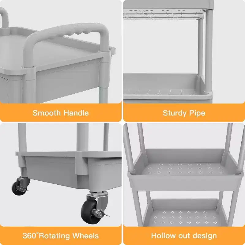 5 Tier Rolling Utility Cart with Drawer, Plastic Storage Organizer with Lockable Wheels