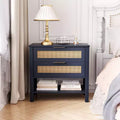 Rattan 2 Drawer Nightstand for Bedroom and Living Room