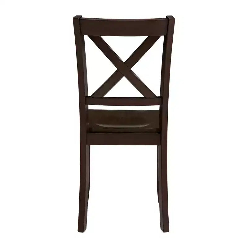 X-Back Farmhouse Wooden Kitchen Dining Chair in Dark Brown, Set of 4