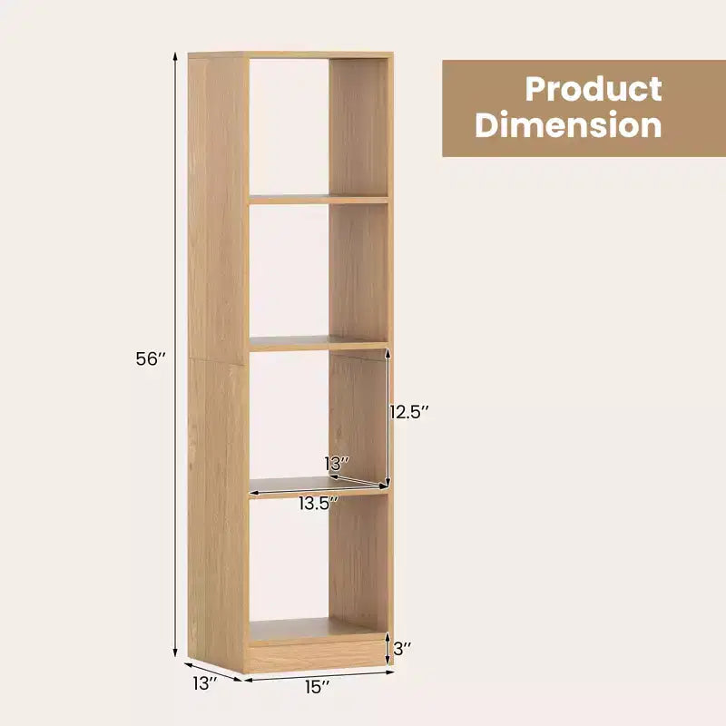 2PCS 5-Tier Corner Bookshelf, Storage Display Organizer with 4 Cubes