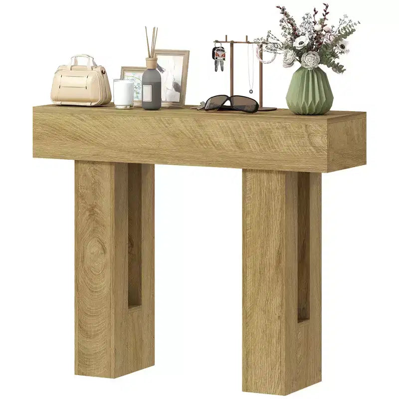 Narrow Farmhouse Console Table, Sofa Table for Living Room, Hallway, Entrance - Oak