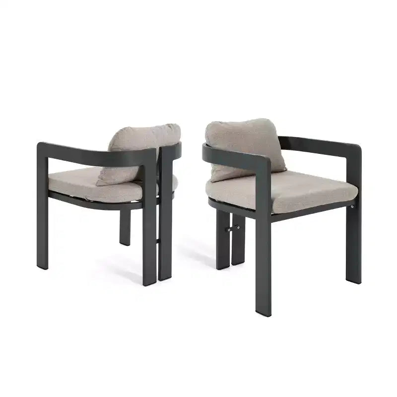 ModernLuxe 7-teiliges Esszimmer-Set für 6 Personen im Außenbereich, Gartenmöbel-Set mit Gartentisch und 6 Stühlen mit Auflagen und wetterbeständigem Gestell