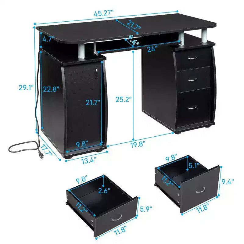 45.3" Computer Desk with Drawer and Side Shelf