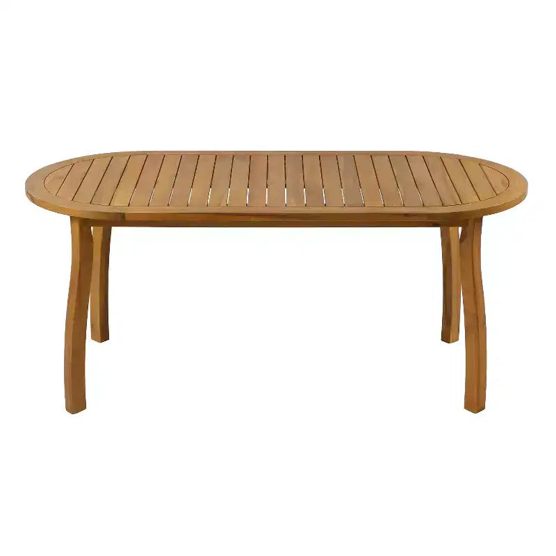 Juego de comedor exterior de 7 piezas Christopher Knight Home Cascade, de estilo bohemio, de madera de acacia y mimbre, con mesa exterior ovalada de listones