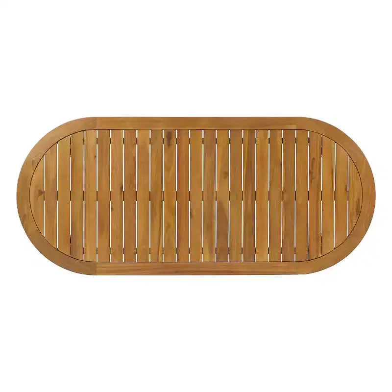 Juego de comedor exterior de 7 piezas Christopher Knight Home Cascade, de estilo bohemio, de madera de acacia y mimbre, con mesa exterior ovalada de listones