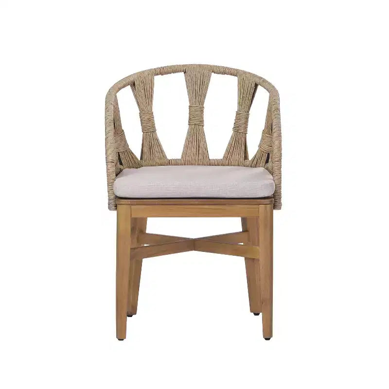Juego de comedor exterior de 7 piezas Christopher Knight Home Cascade, de estilo bohemio, de madera de acacia y mimbre, con mesa exterior ovalada de listones
