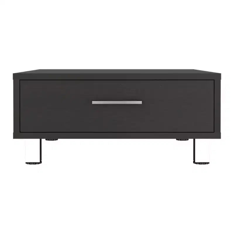 Square Coffee Table with Drawer, Four Legs - Black