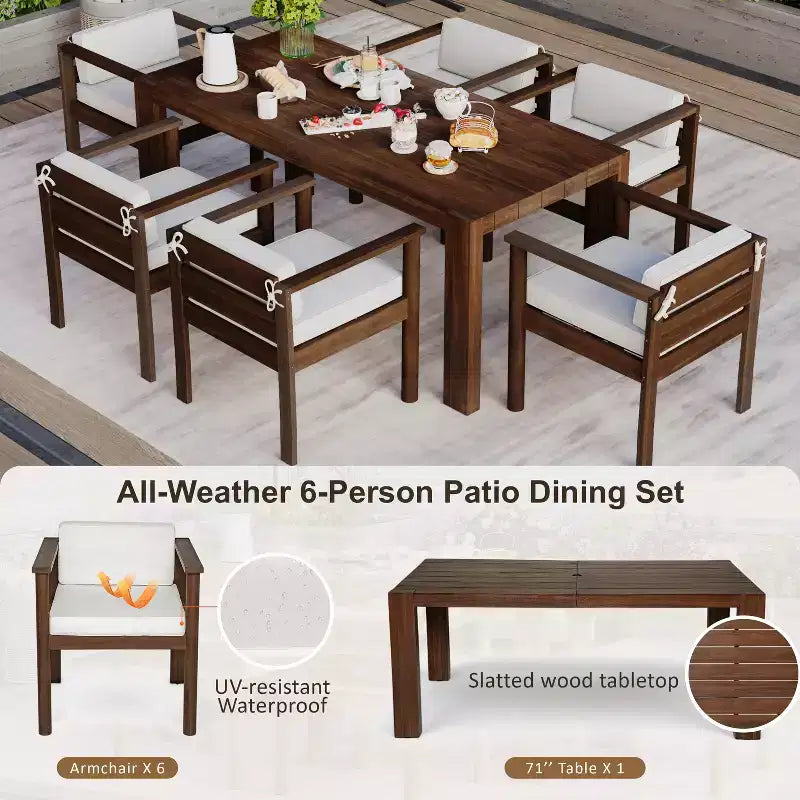 Polibi 7-teiliges, wetterbeständiges Essset für die Terrasse