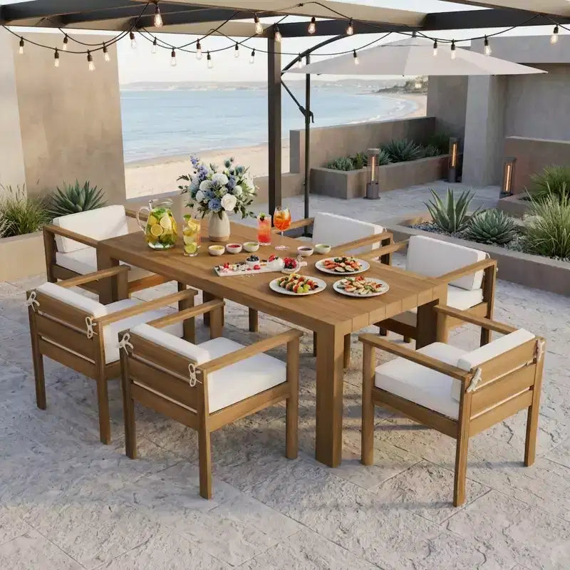 Polibi 7-teiliges, wetterbeständiges Essset für die Terrasse