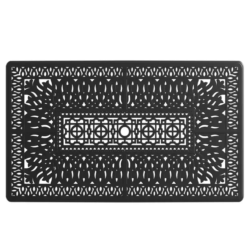Conjunto de comedor para patio de 5 piezas con mesa rectangular de aluminio fundido para jardín, terraza, piscina y exteriores, con cojines
