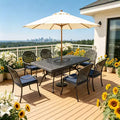 5-Piece Rectangular Cast Aluminum Patio Dining Set for Outdoor Backyard Garden Deck Poolside with Cushions