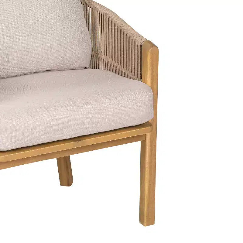 Christopher Knight Home Visola 9-delars bohemisk matgrupp i akaciaträ och rep med ribbat bord och dynor