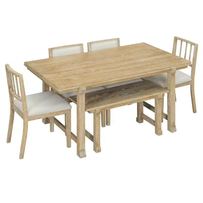 Set da pranzo rustico GDFStudio Dickey salvaspazio da 6 pezzi con struttura in legno massello