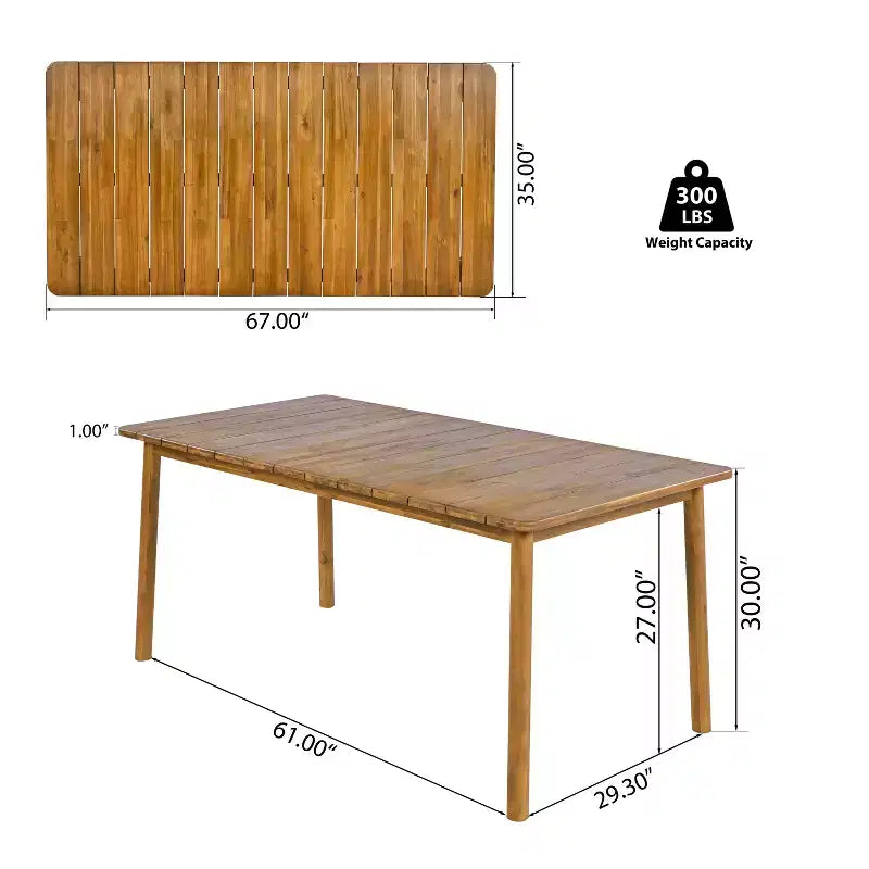 Christopher Knight Home Kesden rustieke 7-delige eethoek voor buiten van acaciahout met stoelen met gebogen rugleuning