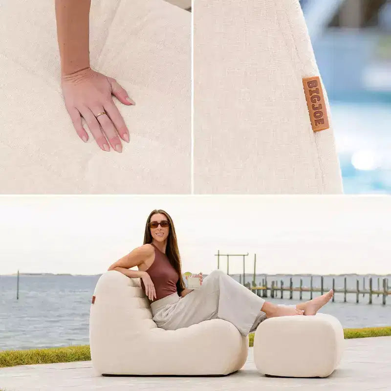 Big Joe Solvana tuinmeubelset, weerbestendige prestatiestof in linnenlook, fauteuil, Sunlit Cream