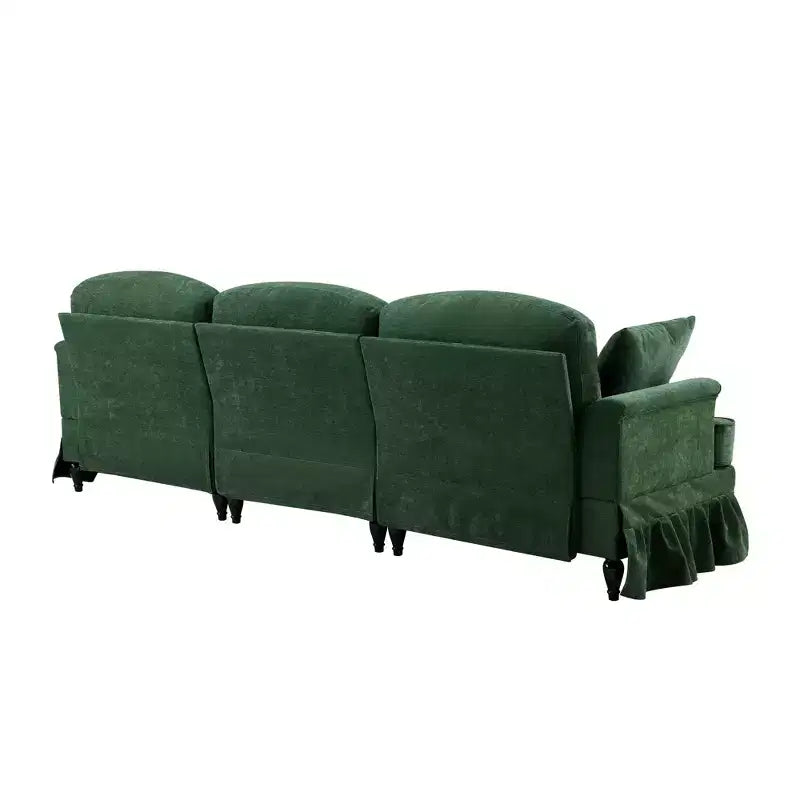 GDFStudio Hiroto Modern 4 Piece Wooden Chenille Upholstered Sectional Sofa with Removable Ruffled Pleated Skirt and Flared Arms