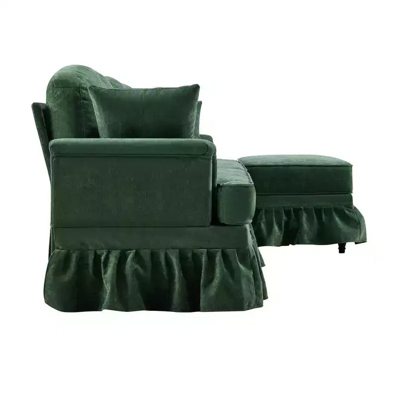 GDFStudio Hiroto Modern 4 Piece Wooden Chenille Upholstered Sectional Sofa with Removable Ruffled Pleated Skirt and Flared Arms