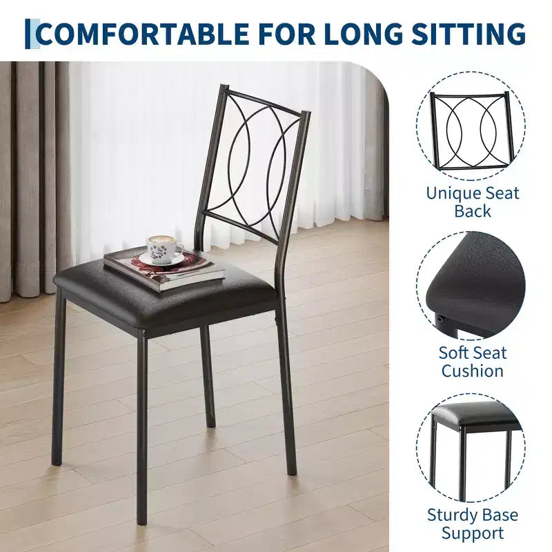 Farmhouse Dining Table Set for 4 with 4 Upholstered Chairs,Sturdy Wood KitchenTable, Space-Saving Apartment Dining Furniture