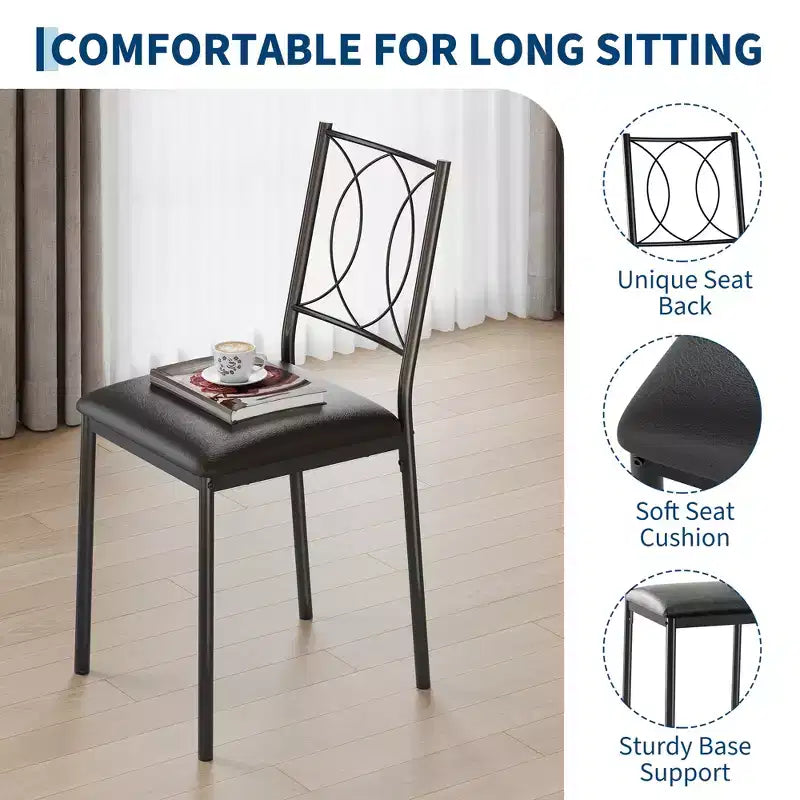Farmhouse Dining Table Set for 4 with 4 Upholstered Chairs,Sturdy Wood KitchenTable, Space-Saving Apartment Dining Furniture