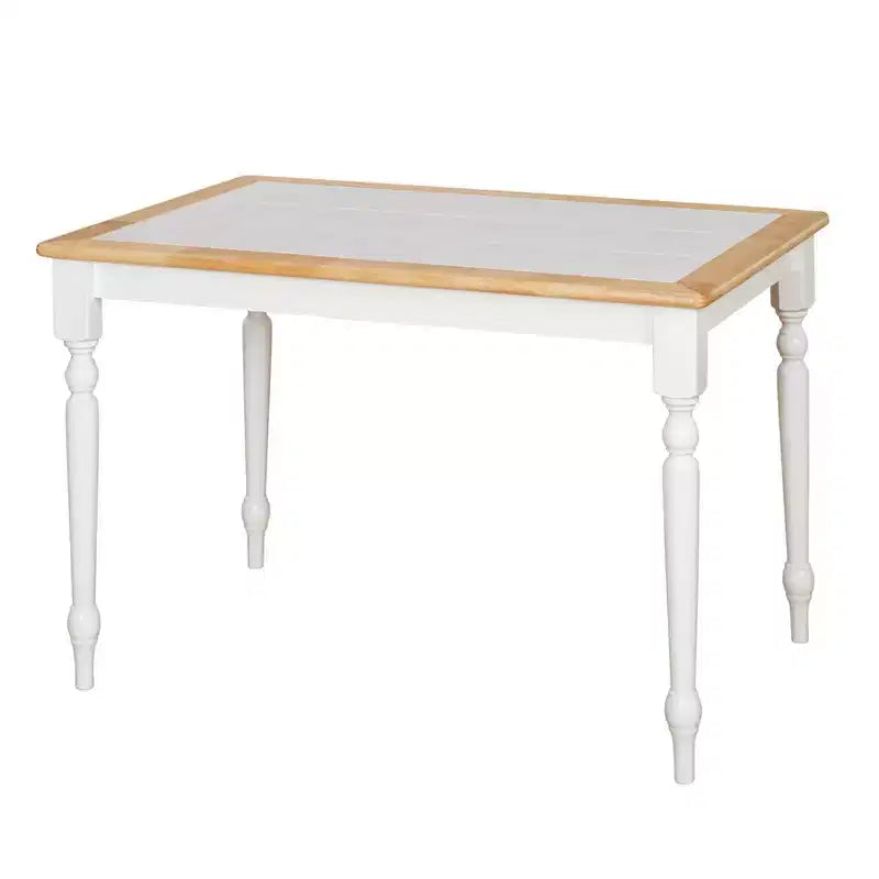 Buylateral 5pc Tara Farmhouse Tile Top Rectangular Dining Set with Spindle Chairs White/Natural