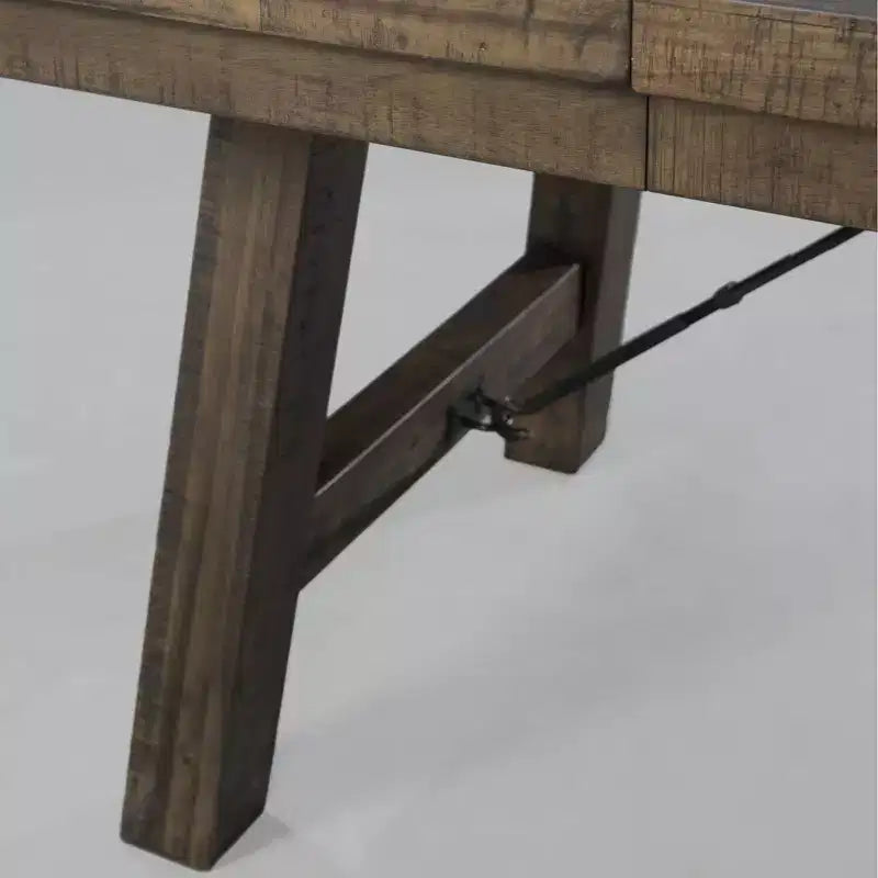 5pc Dex Extendable Dining Table Set, 4 Upholstered Chairs - Picket House Furnishings: Smokey Walnut, Turnbuckle Detail