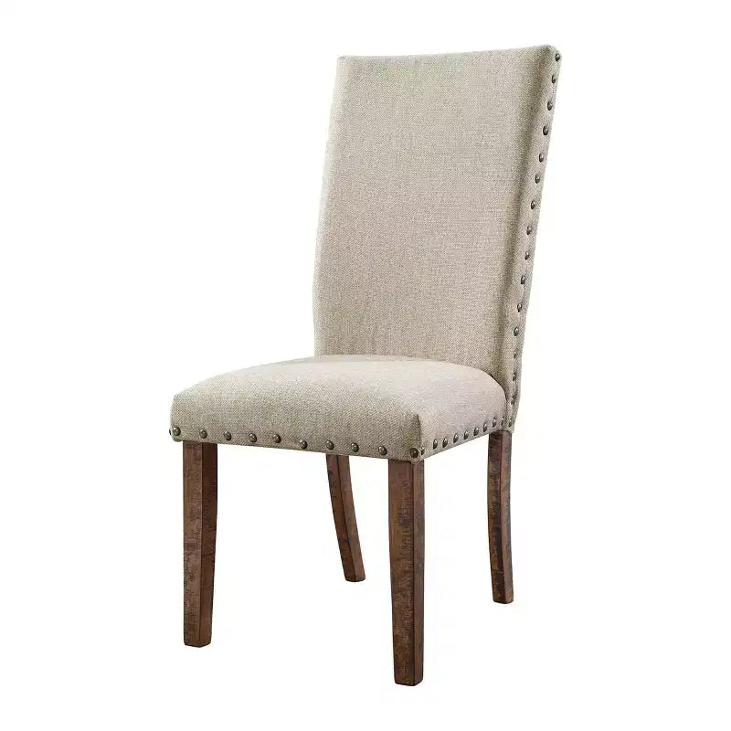 5pc Dex Extendable Dining Table Set, 4 Upholstered Chairs - Picket House Furnishings: Smokey Walnut, Turnbuckle Detail