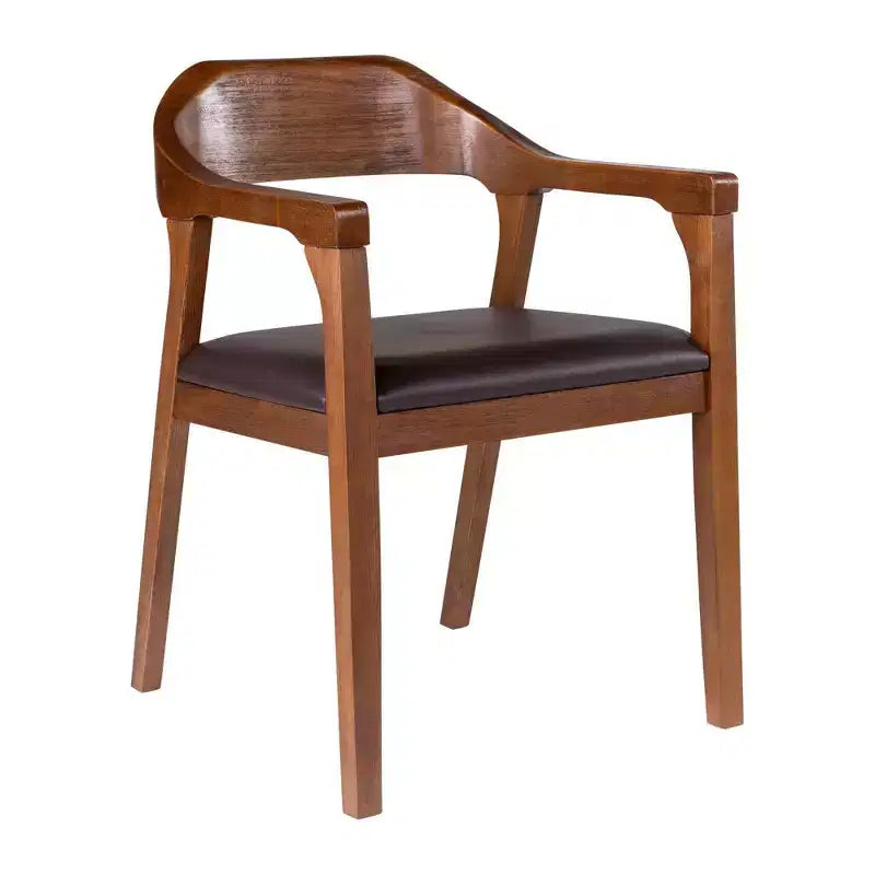 7pc Rasmus Extendable Dining Table Set with Armchairs Chestnut - Boraam: Acacia Wood, Faux Leather Chairs