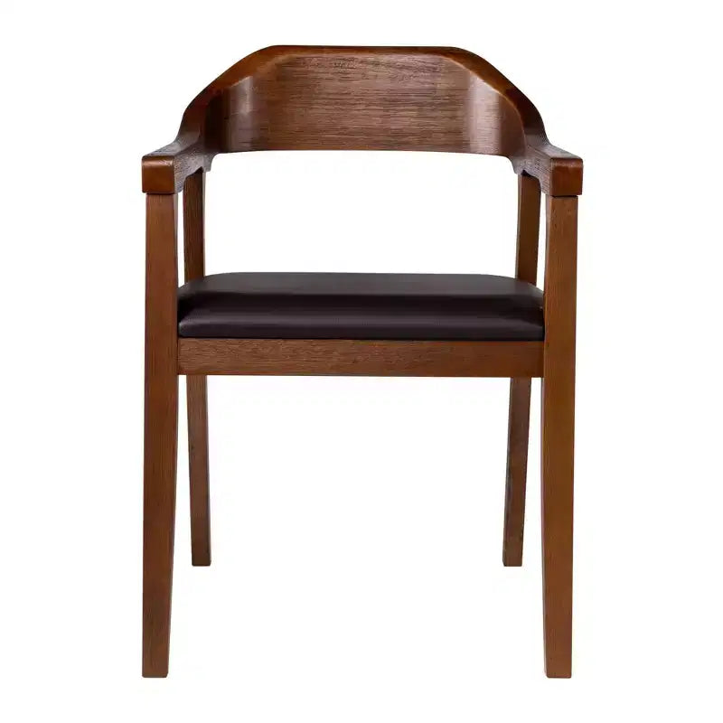 7pc Rasmus Extendable Dining Table Set with Armchairs Chestnut - Boraam: Acacia Wood, Faux Leather Chairs