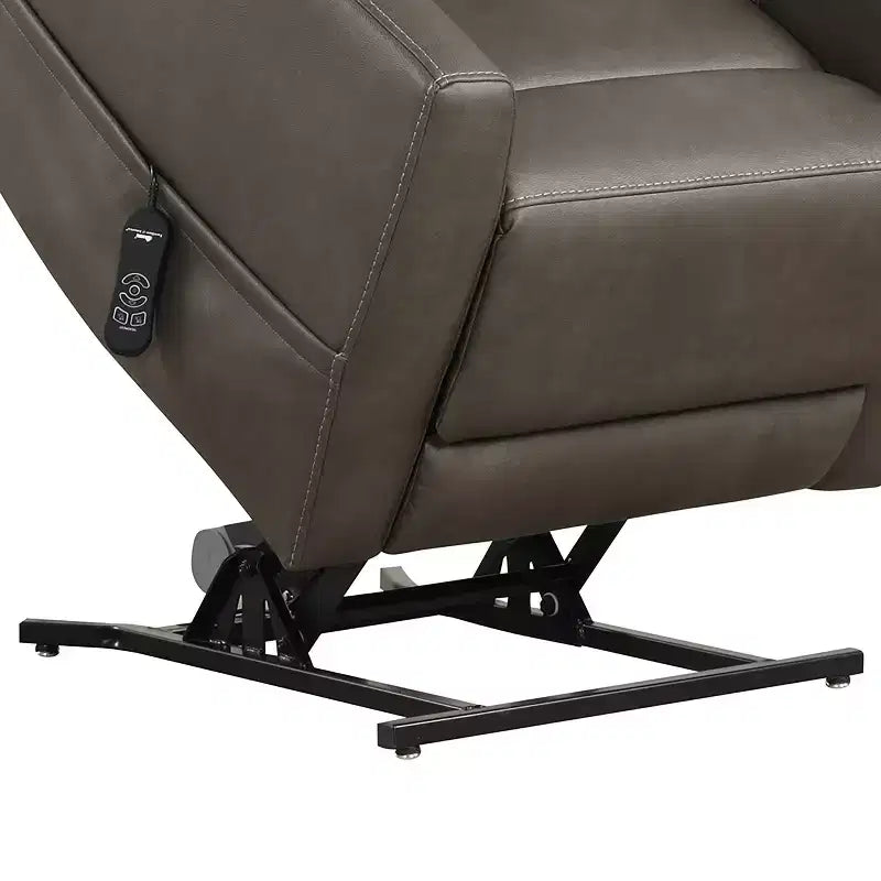 Leatherette Powered Recliner Lift Chair with Zone Heating and Adjustable Headrest, Gray