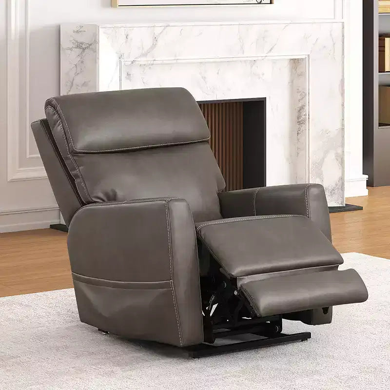 Leatherette Powered Recliner Lift Chair with Zone Heating and Adjustable Headrest, Gray