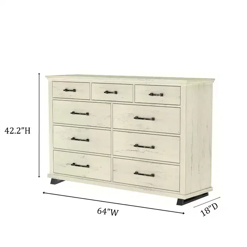 Festivo 2-teiliges modernes Set aus Kommode mit 9 Schubladen und 38" hoher Kommode mit 5 Schubladen, gebrochenes Weiß in Sägeoptik: Schlafzimmeraufbewahrung, Montage durch Erwachsene erforderlich