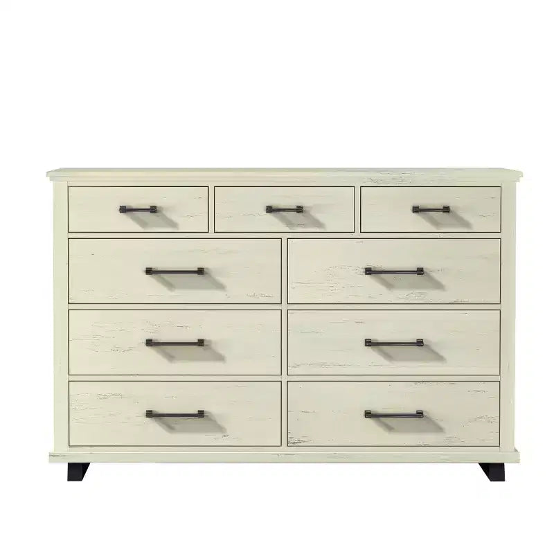 Festivo 2-teiliges modernes Set aus Kommode mit 9 Schubladen und 38" hoher Kommode mit 5 Schubladen, gebrochenes Weiß in Sägeoptik: Schlafzimmeraufbewahrung, Montage durch Erwachsene erforderlich