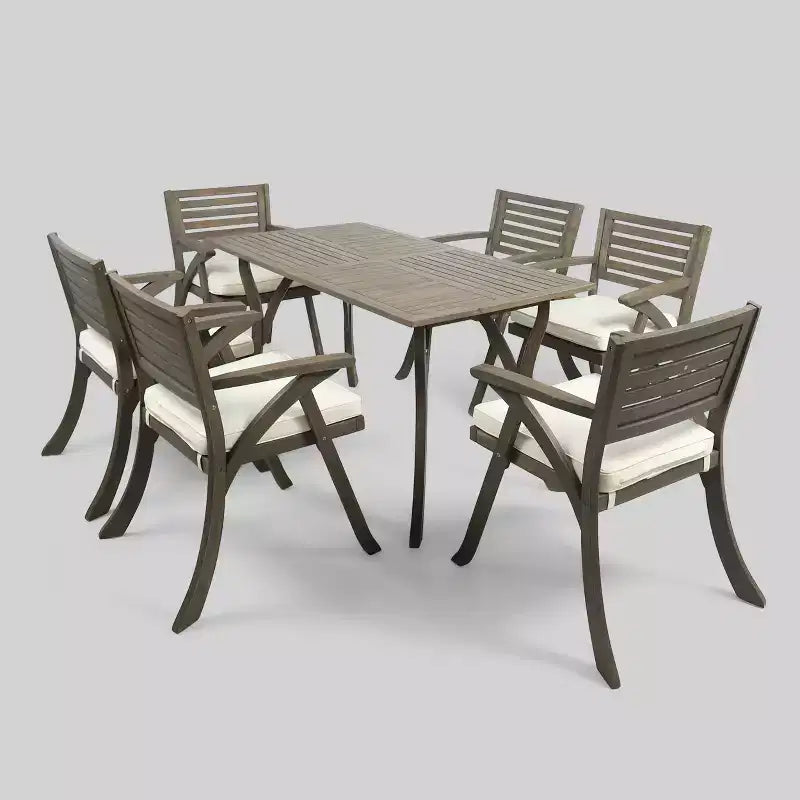 Hermosa 7-teiliges Akazienholz-Esszimmer-Set – Christopher Knight Home