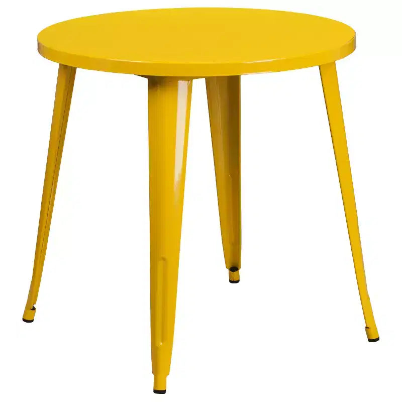 Flash Furniture ronde metalen tafelset van 30 inch voor binnen en buiten, commerciële kwaliteit, met 2 stoelen met armleuningen