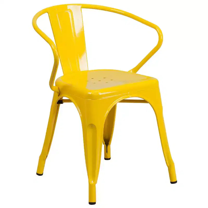 Flash Furniture ronde metalen tafelset van 30 inch voor binnen en buiten, commerciële kwaliteit, met 2 stoelen met armleuningen