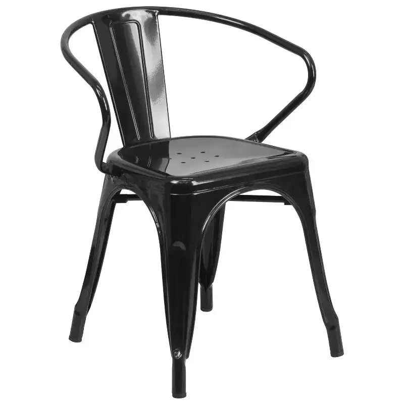 Flash Furniture ronde metalen tafelset van 30 inch voor binnen en buiten, commerciële kwaliteit, met 2 stoelen met armleuningen