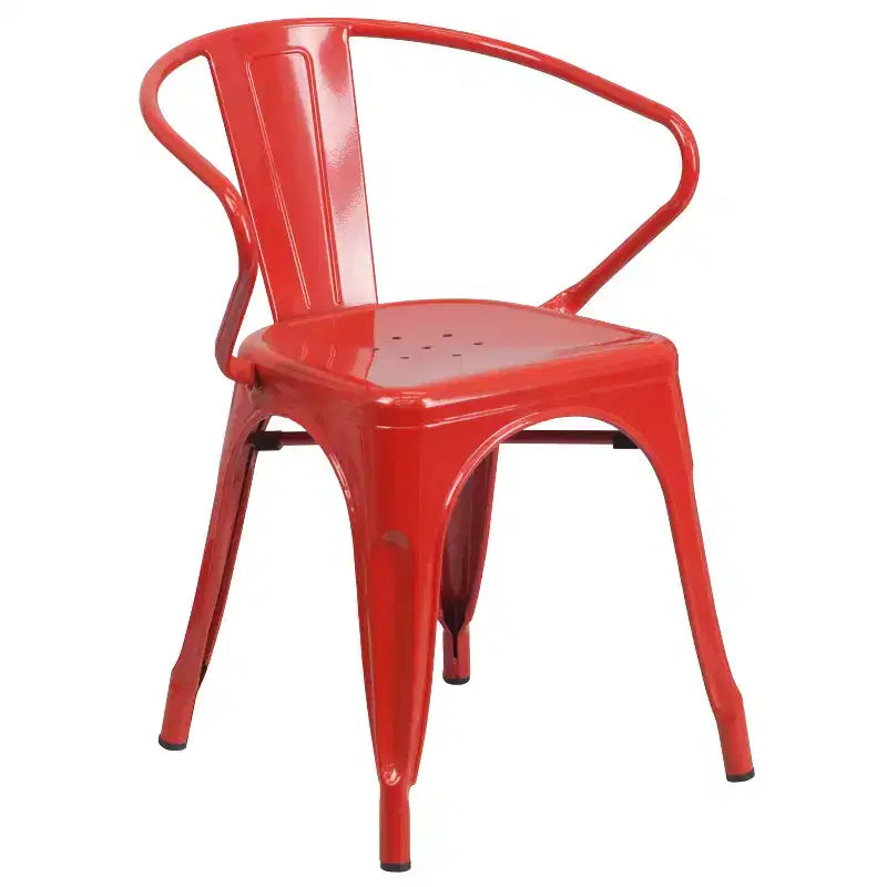 Flash Furniture ronde metalen tafelset van 30 inch voor binnen en buiten, commerciële kwaliteit, met 2 stoelen met armleuningen