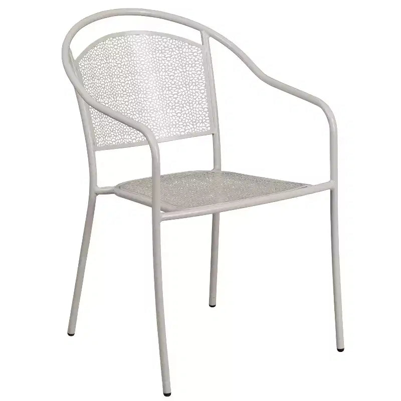 Flash Furniture Oia kereskedelmi minőségű, 28 hüvelykes négyzet alakú beltéri-kültéri acél teraszasztal-garnitúra 4 kerek háttámlás székkel