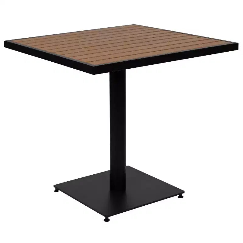 Flash Furniture Lark bistro-matgrupp för uteplats med bord och 4 stolar samt lameller i imiterad teak av polypropen