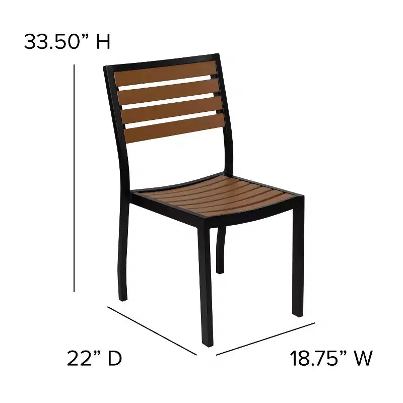Flash Furniture Lark bistro-matgrupp för uteplats med bord och 4 stolar samt lameller i imiterad teak av polypropen